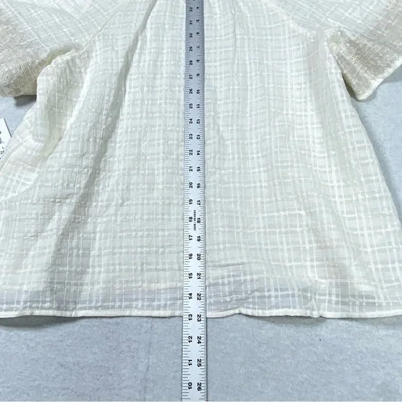 Falls Creek Blouse Women L Ivory/Beige Embroidered Textured Sheer Casual NWT - Picture 12 of 12